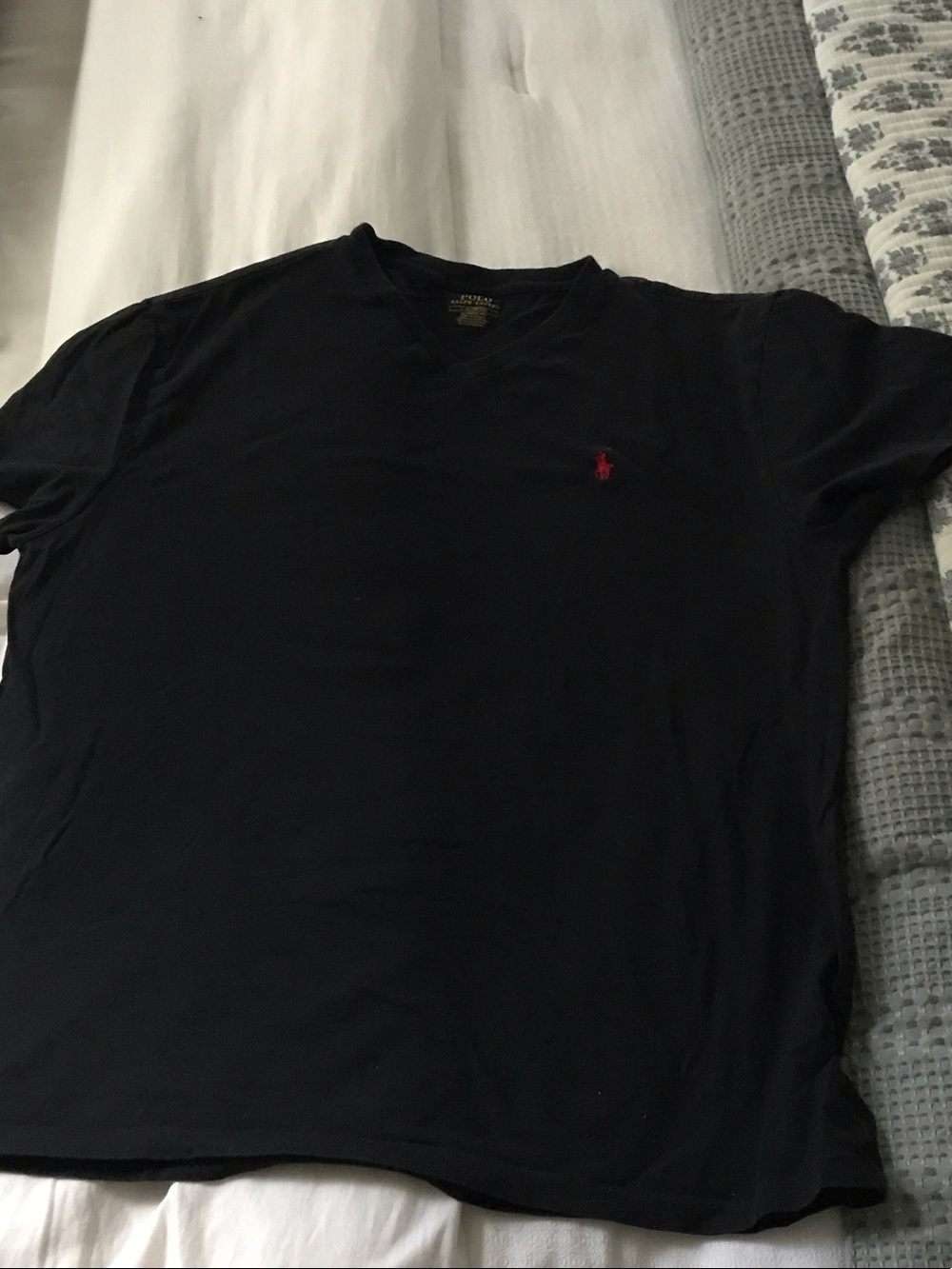 Polo by Ralph Lauren Black V-Neck Tee with Red Pony
